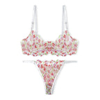 White Floral Non Padded Bra and Panty Set