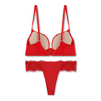 Charming Red Embroidered Padded Bra and Panty Set