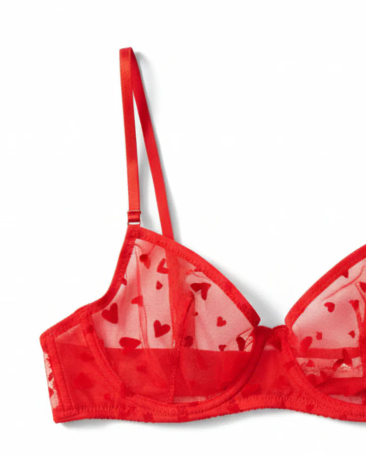 Bra Set - Blush Hearts - Red